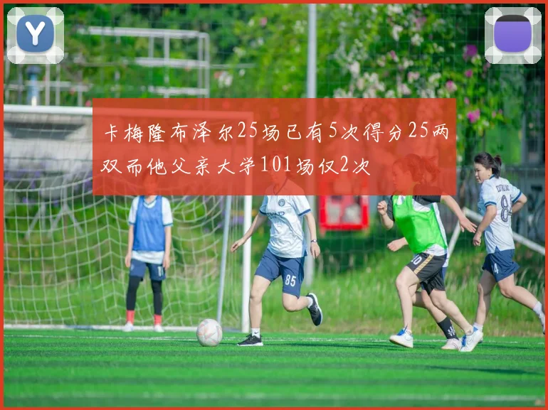 卡梅隆布泽尔25场已有5次得分25两双而他父亲大学101场仅2次